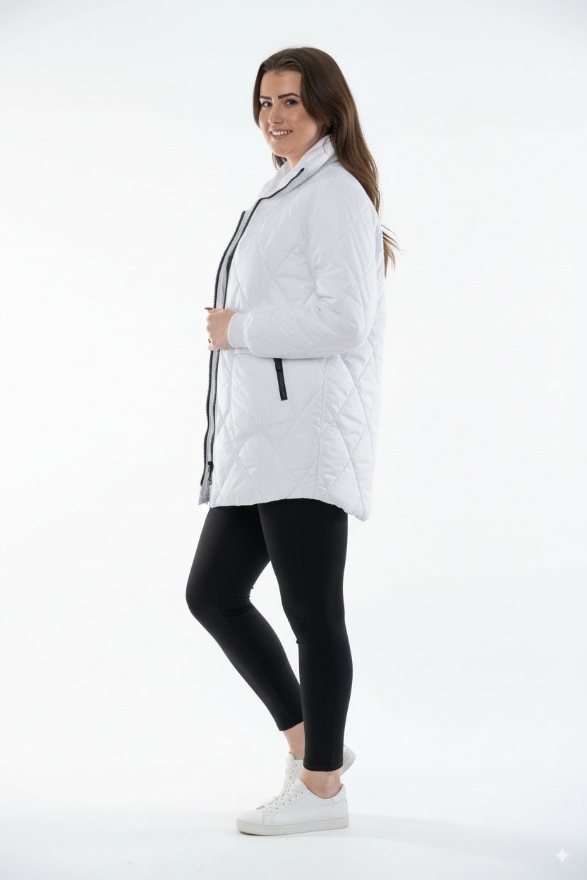 Puffer Jackets Witte Gewatteerde Dames Jas met Rits – Winterjas - BlushFashionstore