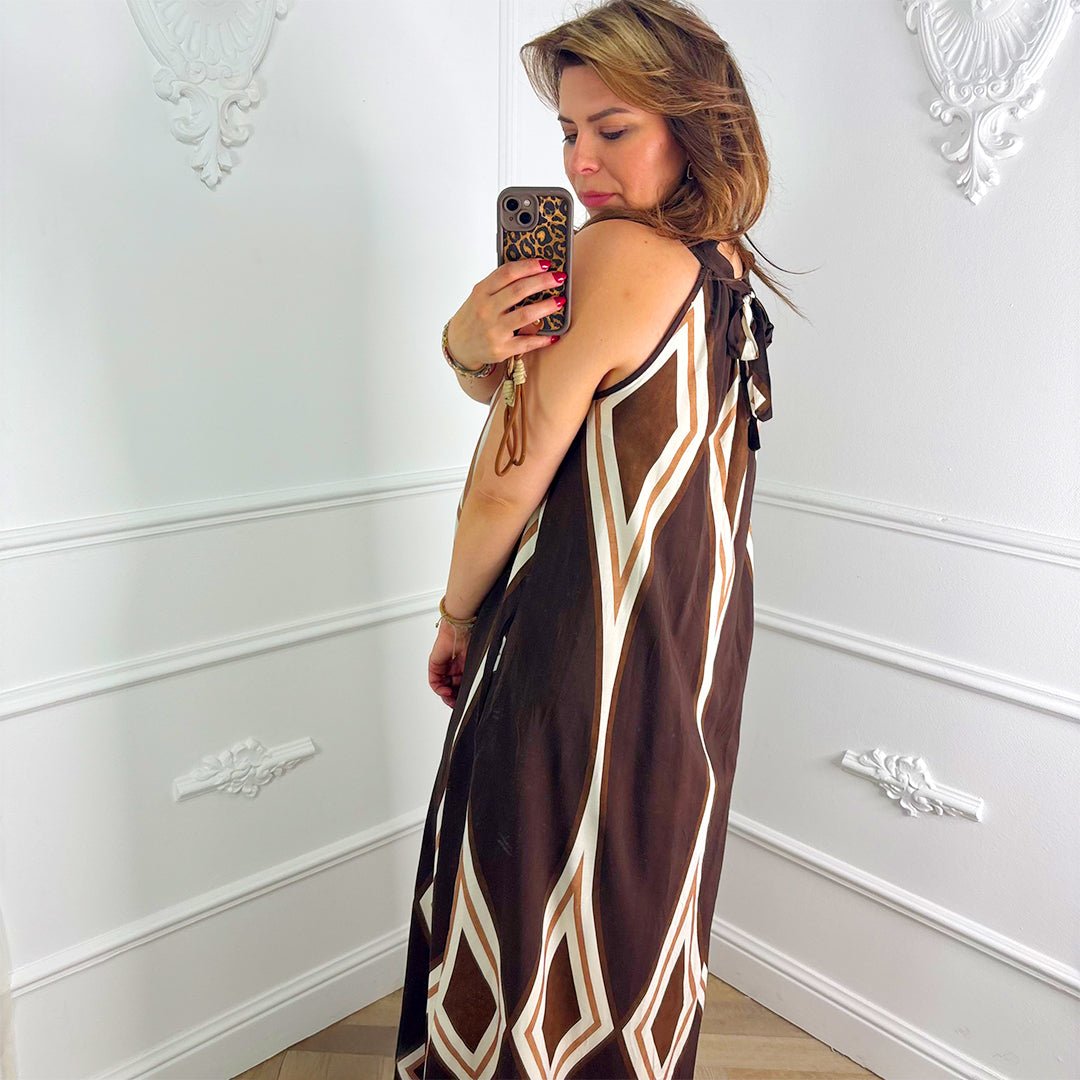 Riva Jurk Bruinprint - BlushFashionstore