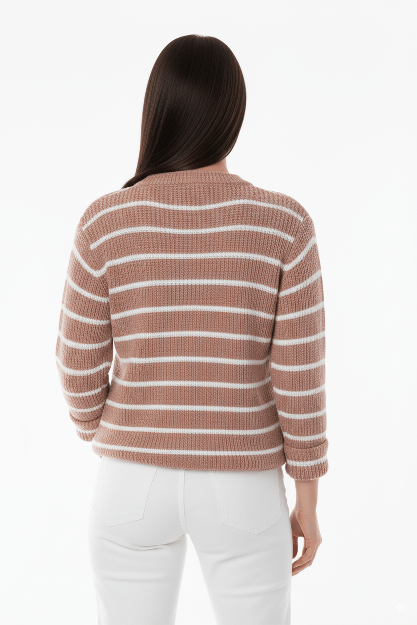 Roze Gestreept Vest met Luxe Knopen - BlushFashionstore