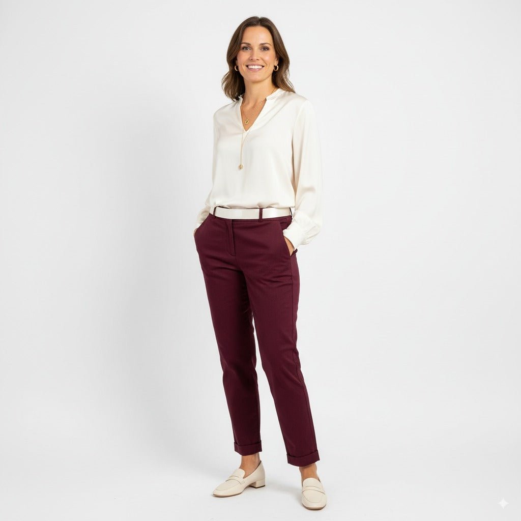 Stretch Chino Bordeaux – Comfort en stijl in één - BlushFashionstore