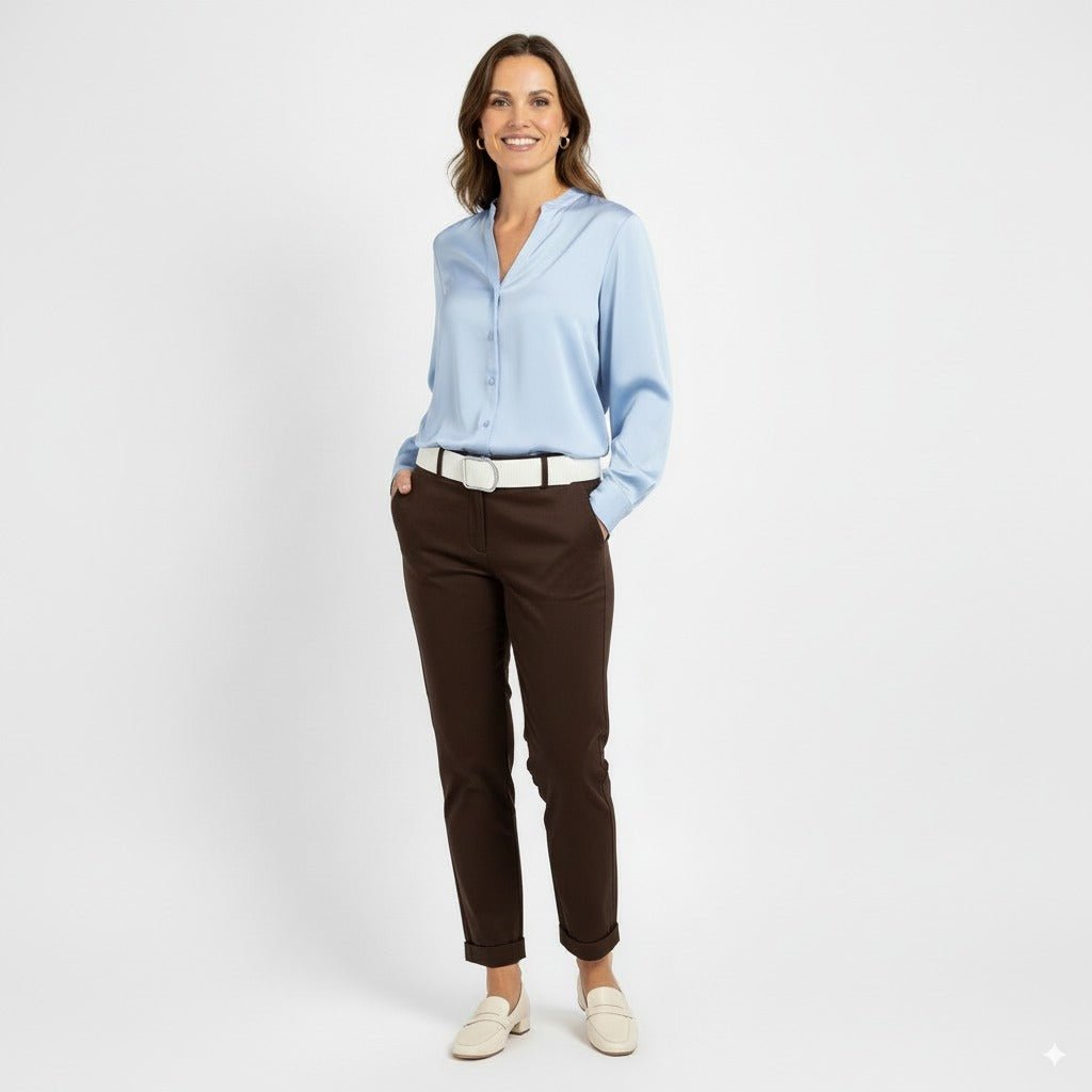 Stretch Chino Bruin – Tijdloos en veelzijdig - BlushFashionstore