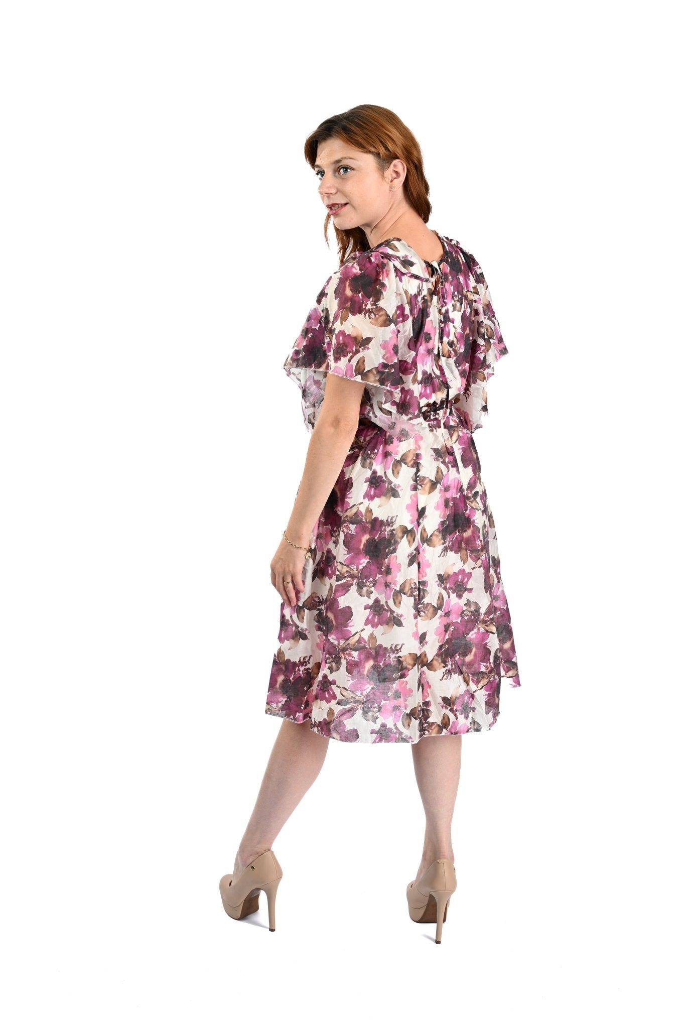 Tencel Floral Dress Bourgondië – Warm, luxe en stijlvol - BlushFashionstore