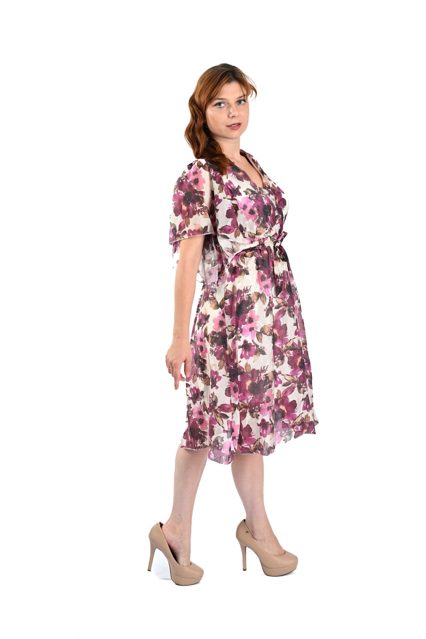 Tencel Floral Dress Fuchsia – Energiek, vrouwelijk en speels - BlushFashionstore