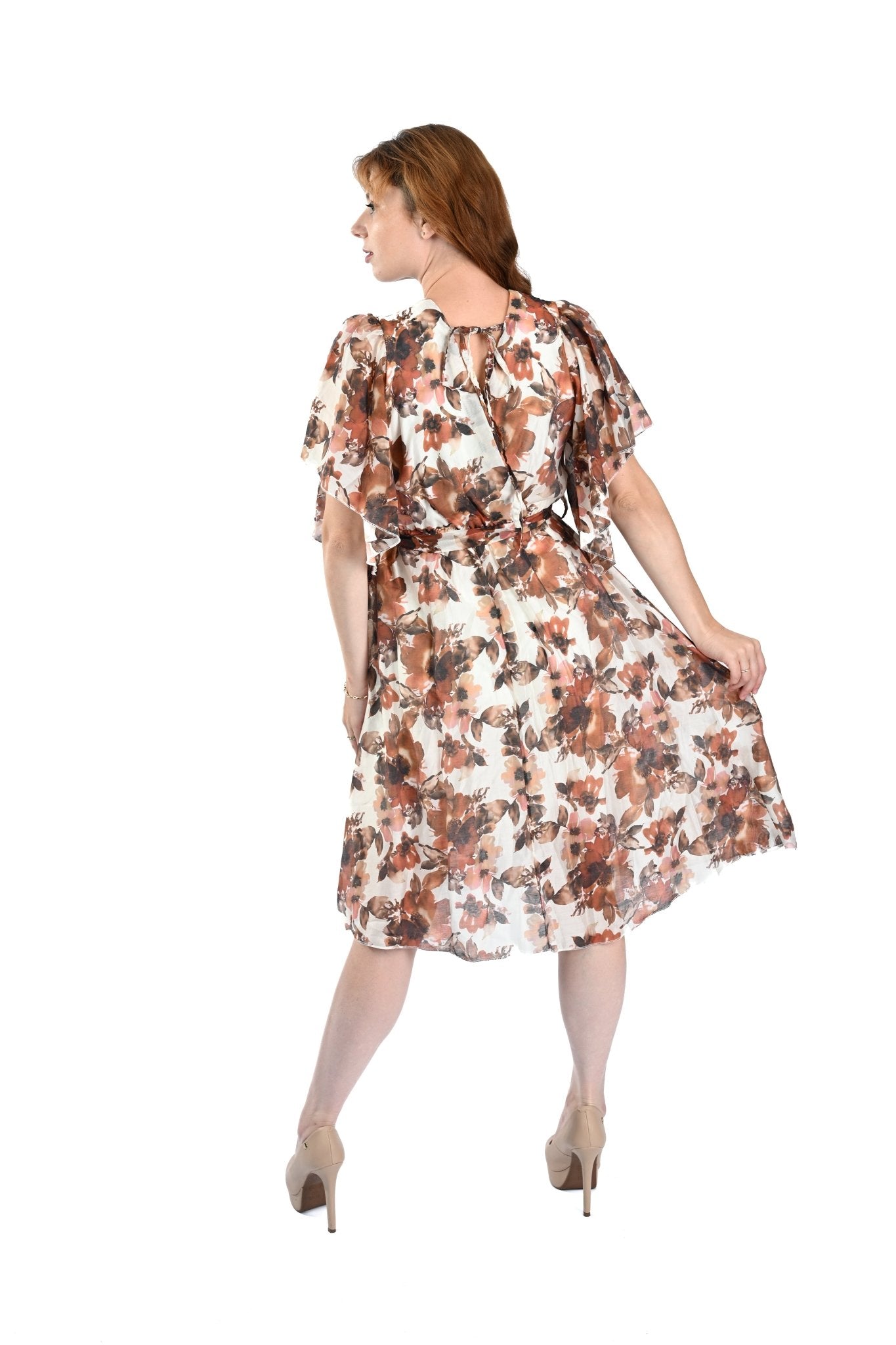 Tencel Floral Dress Roestbruin – Warm, charmant en luchtig - BlushFashionstore