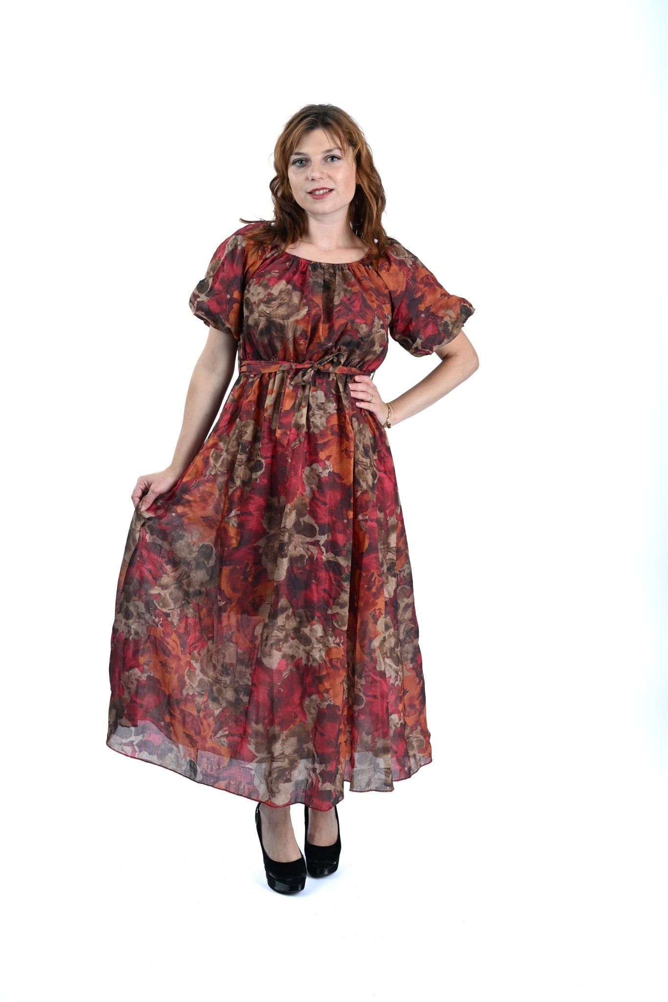Tencel Lange Dress Vuurrood – Warm, sierlijk en uniek - BlushFashionstore