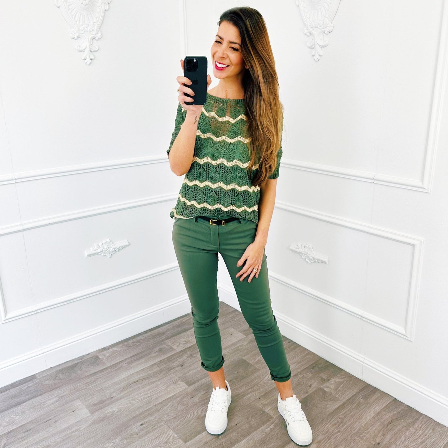 Top Knit Lurex Army - BlushFashionstore