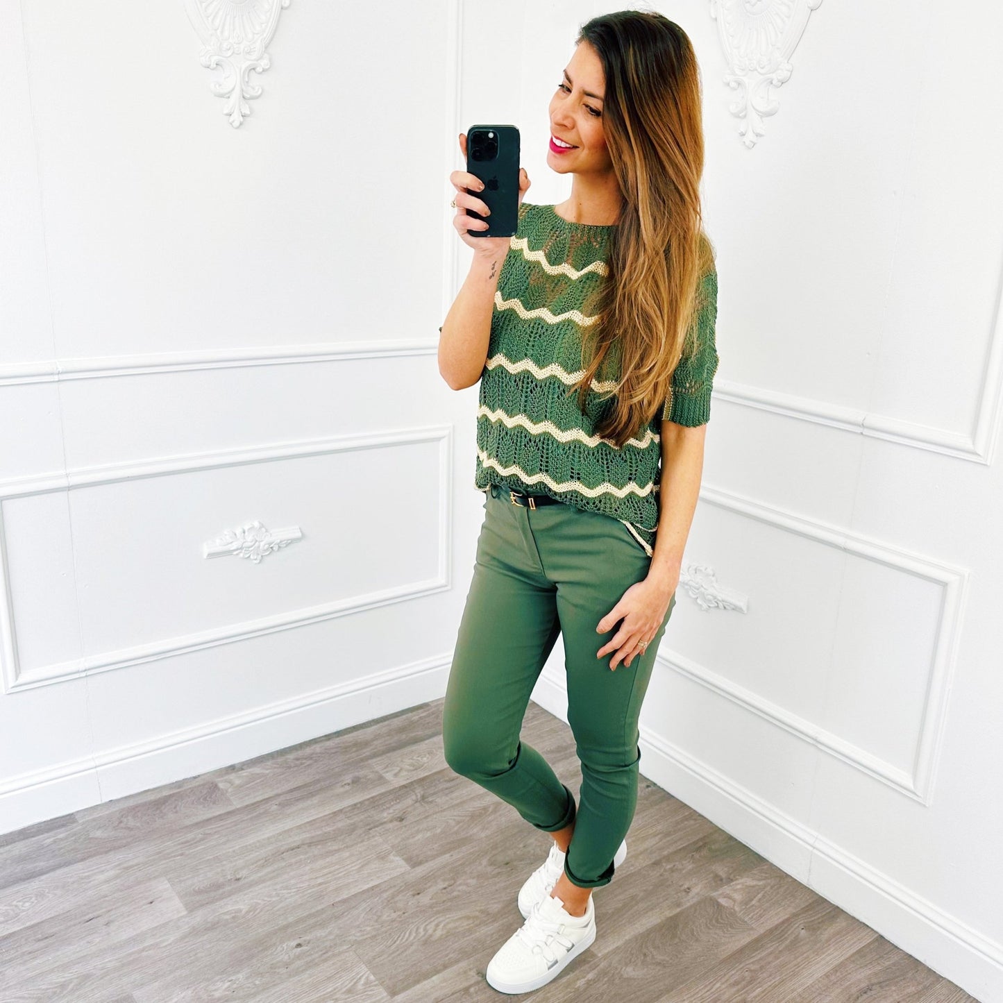 Top Knit Lurex Army - BlushFashionstore