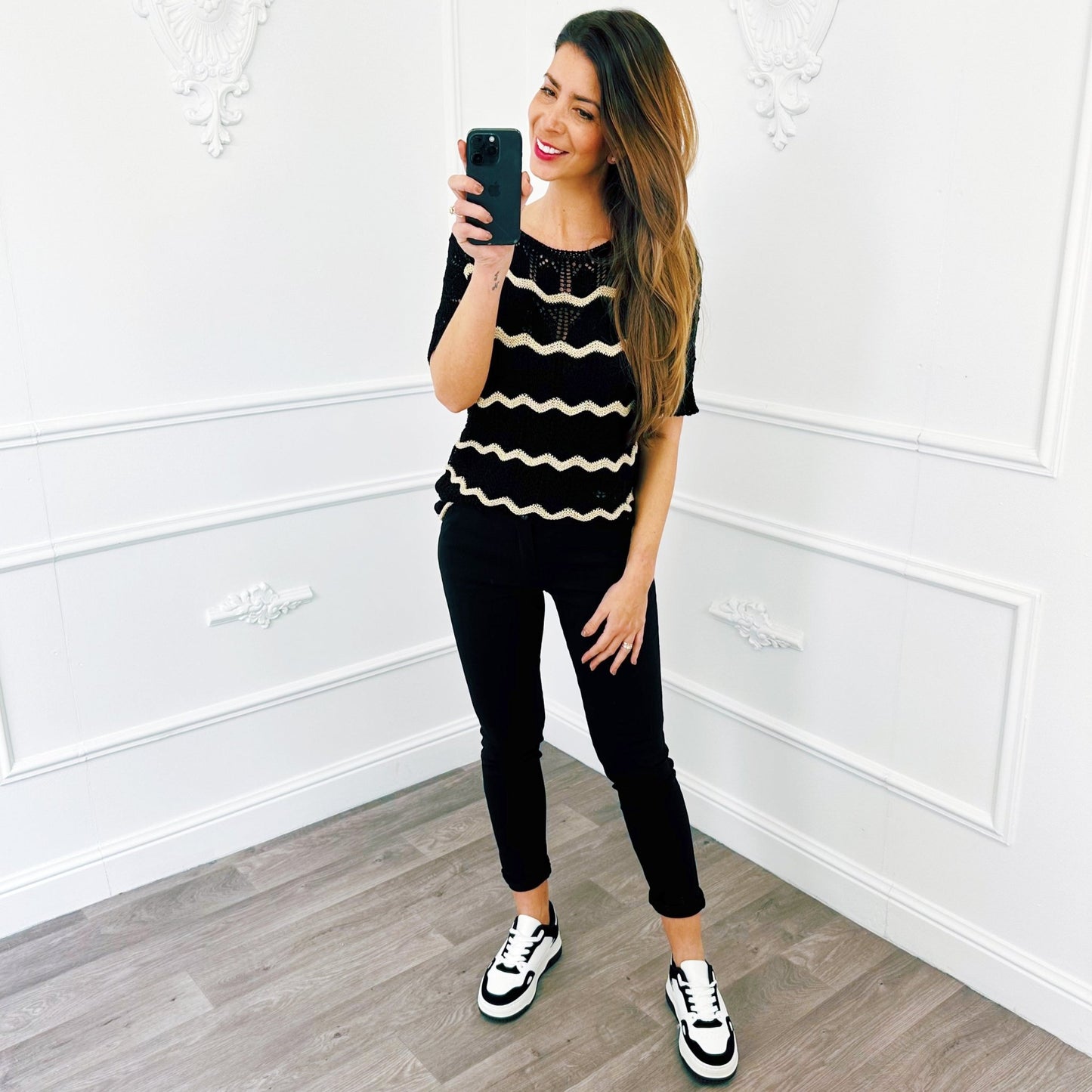 Top Knit Lurex Zwart - BlushFashionstore