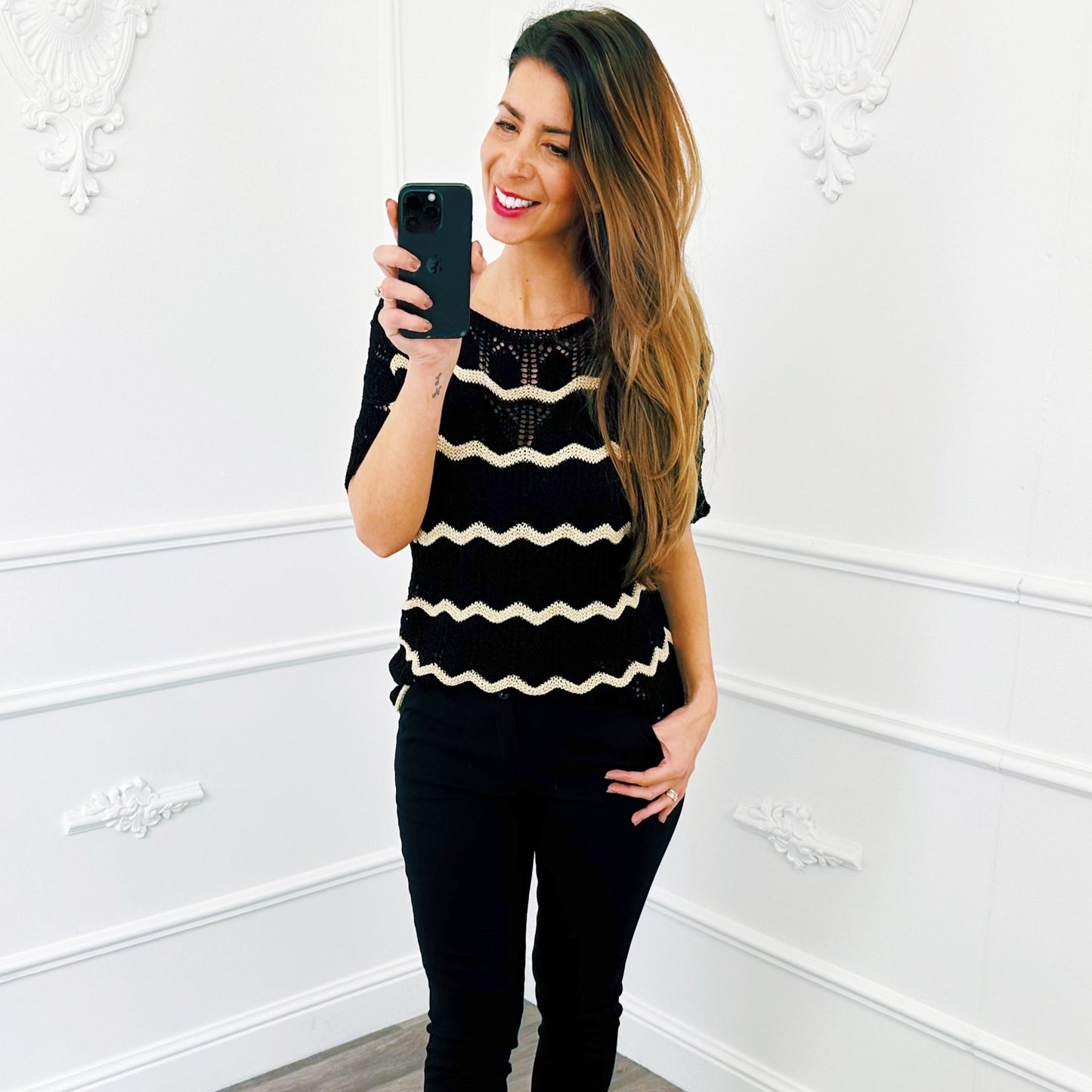 Top Knit Lurex Zwart - BlushFashionstore