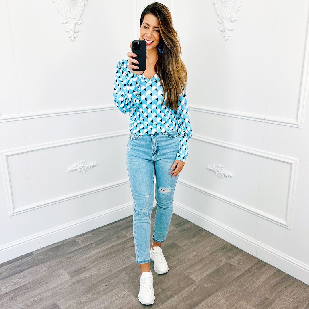 Top Print Blauw - BlushFashionstore