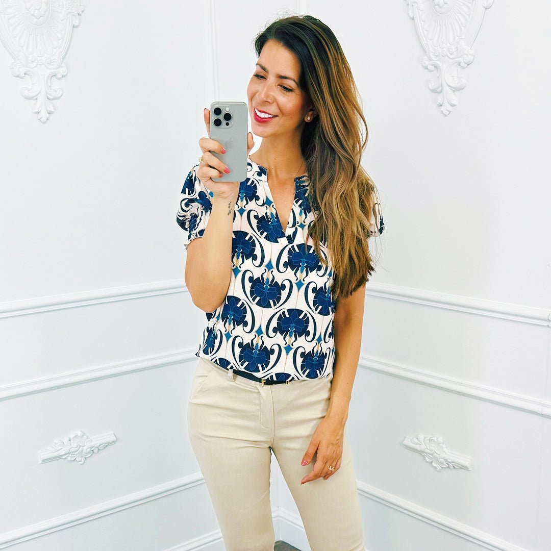 Top Print Marine Blauw - BlushFashionstore
