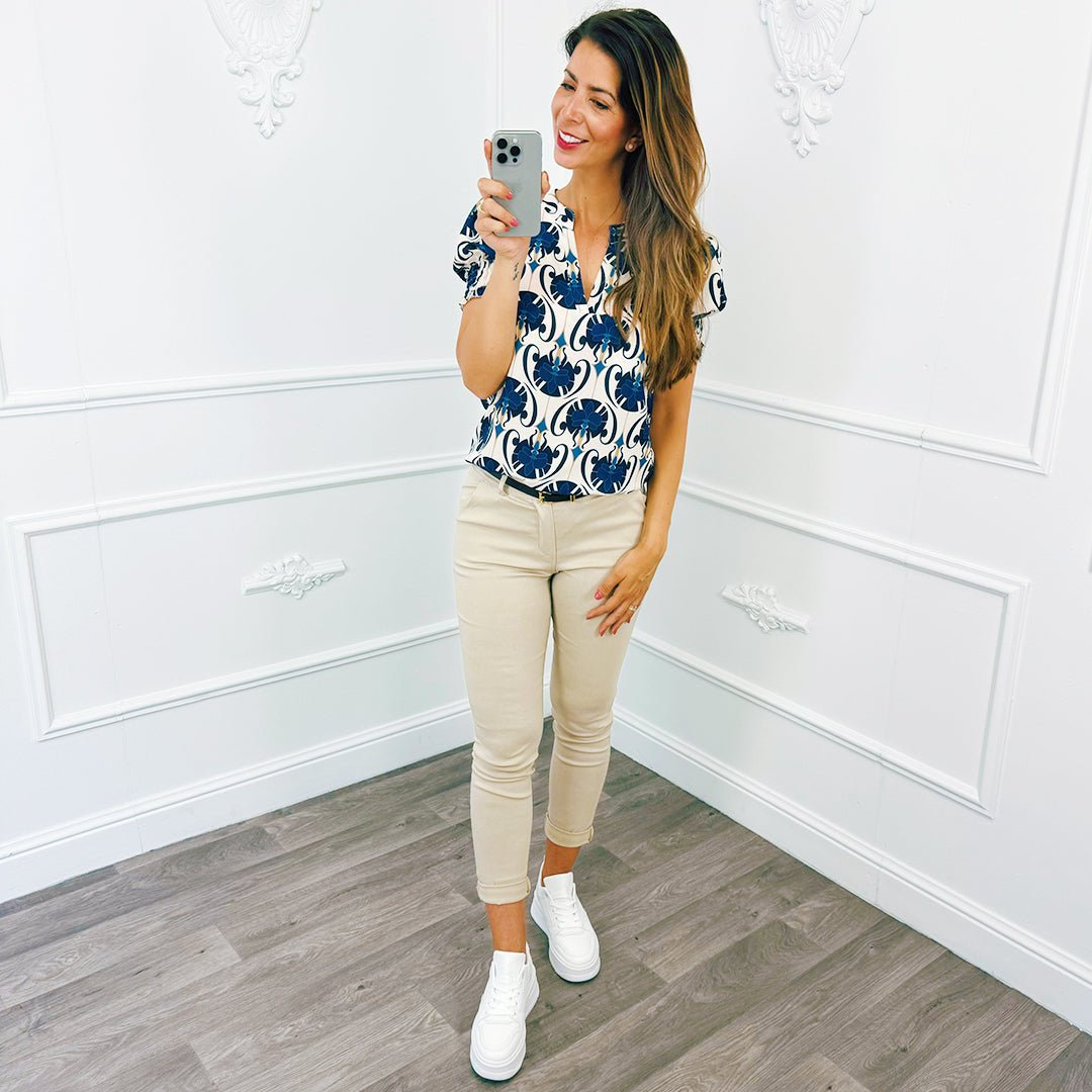 Top Print Marine Blauw - BlushFashionstore