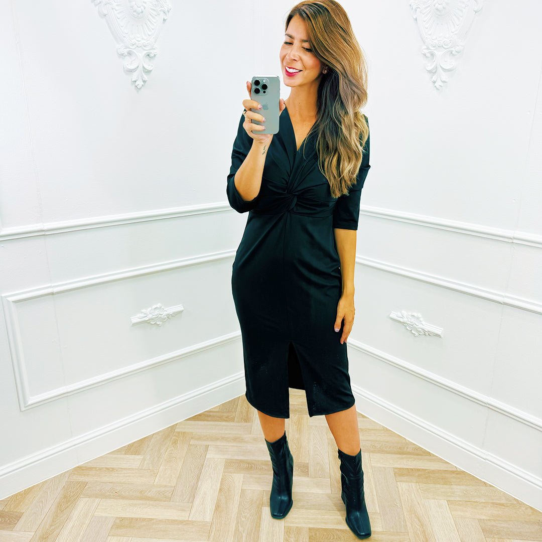 Travel Jurk Knoop Zwart - BlushFashionstore