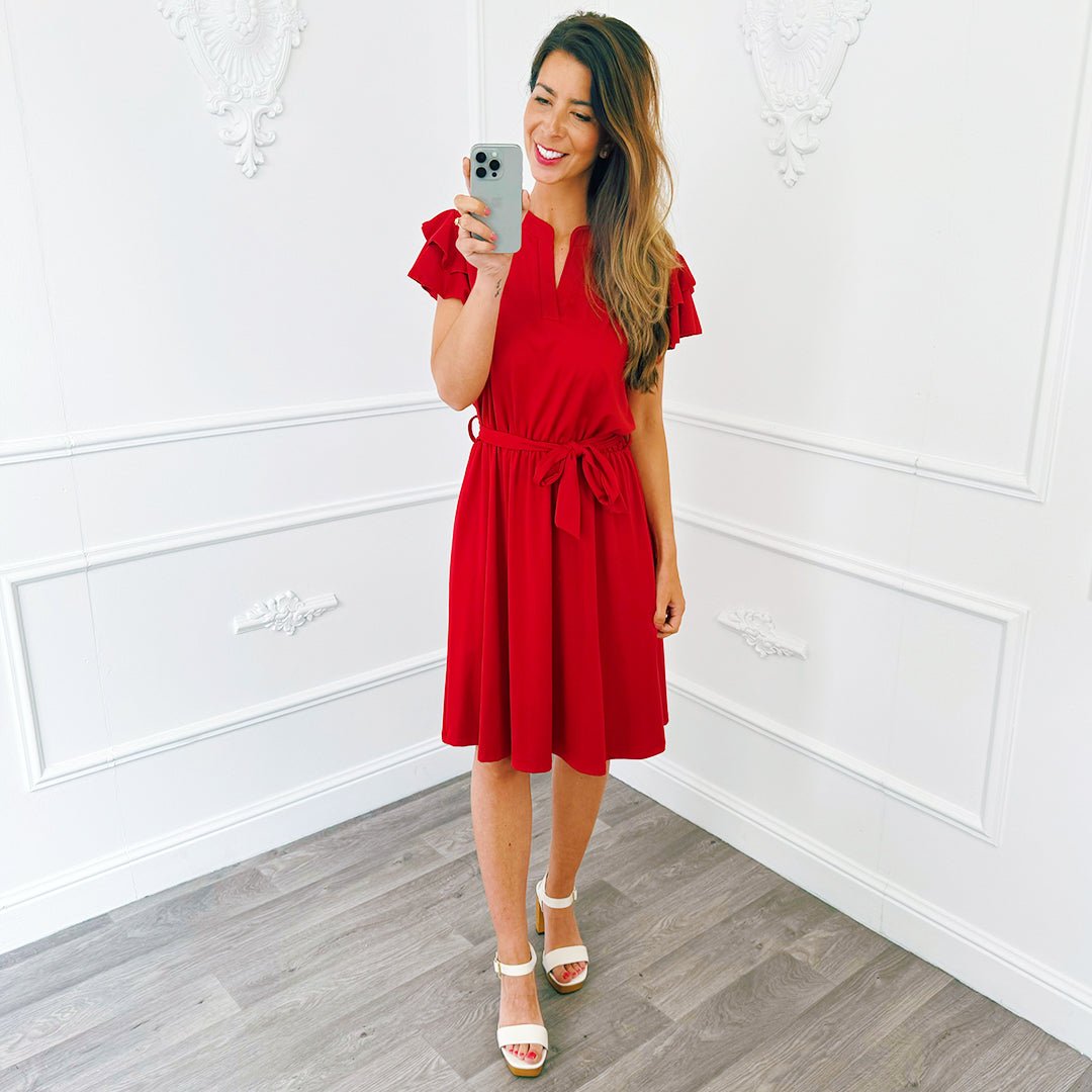 Travel Ruffel Jurk Rood - BlushFashionstore