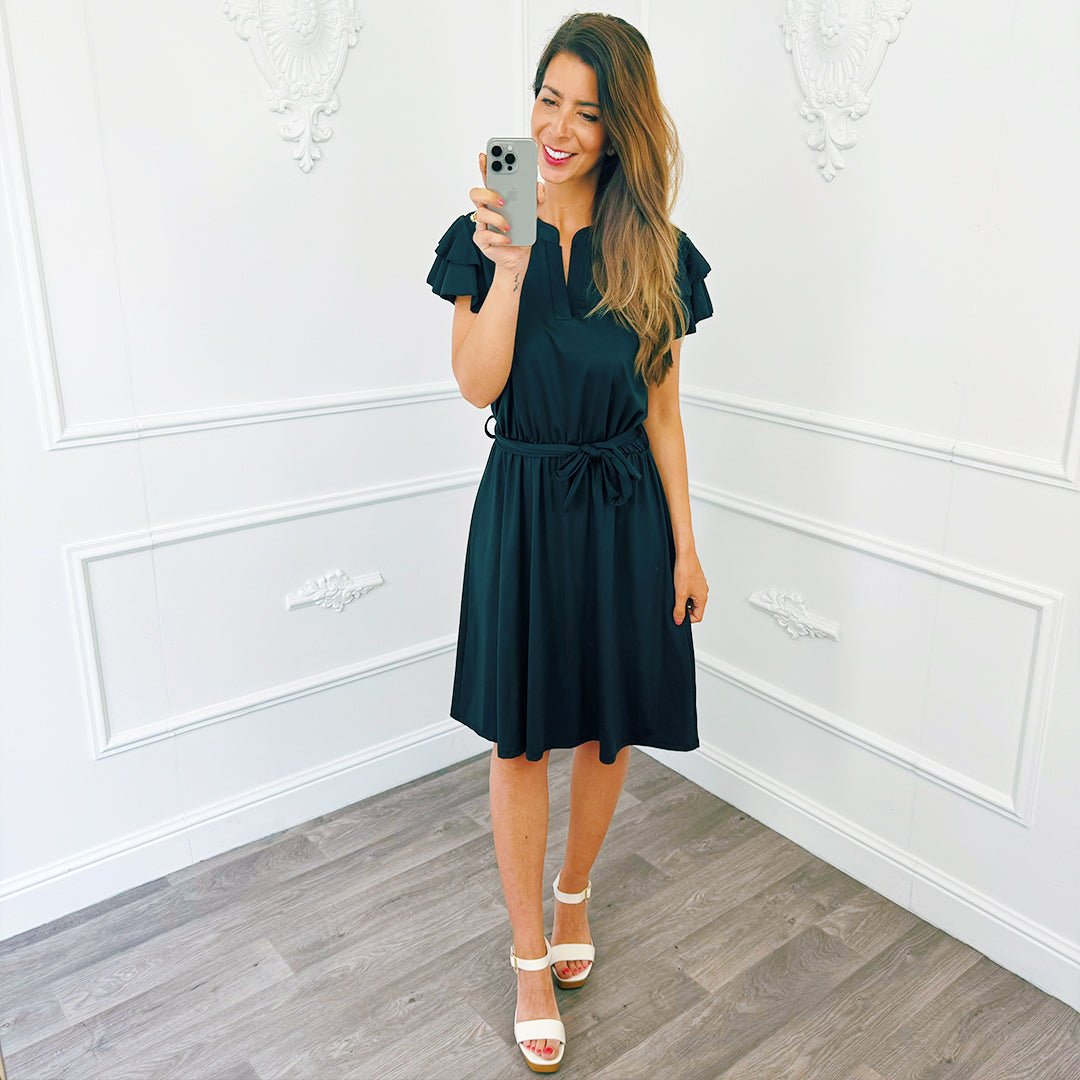 Travel Ruffel Jurk Zwart - BlushFashionstore