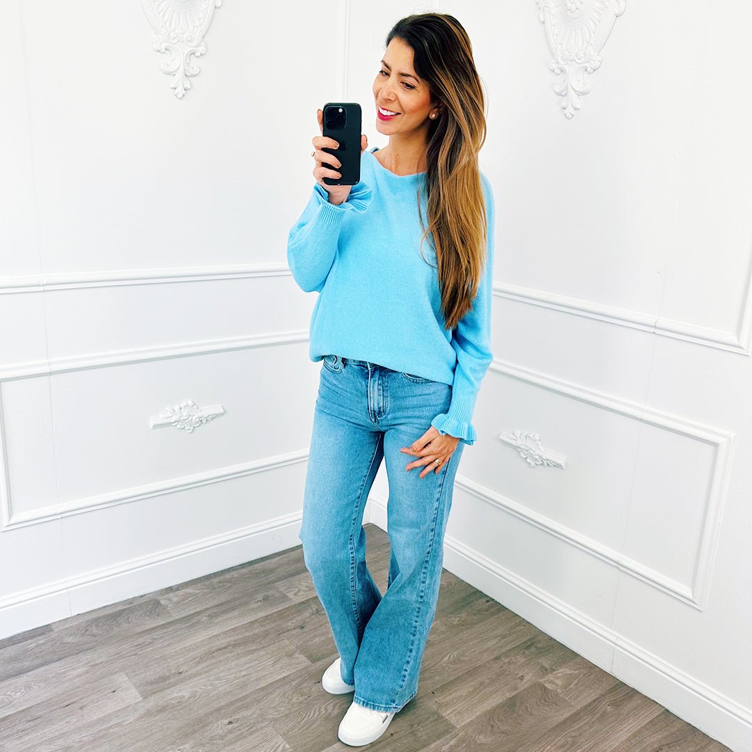 Vlindermouw Top Ruffel Lichtblauw - BlushFashionstore