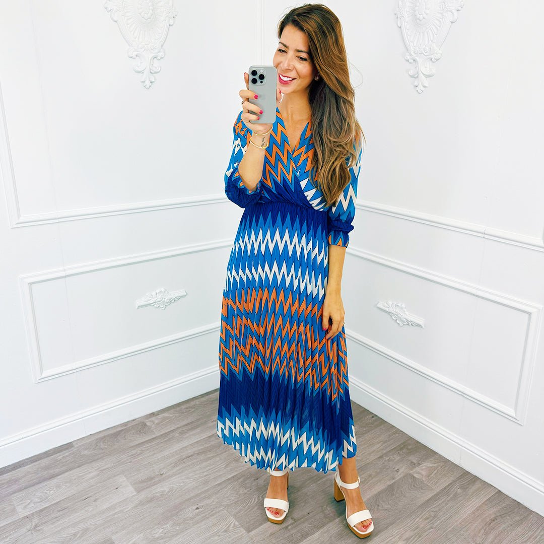 ZigZag Jurk Blauw - BlushFashionstore