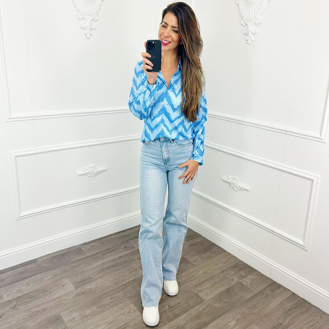 Zigzag Top Blauw - BlushFashionstore