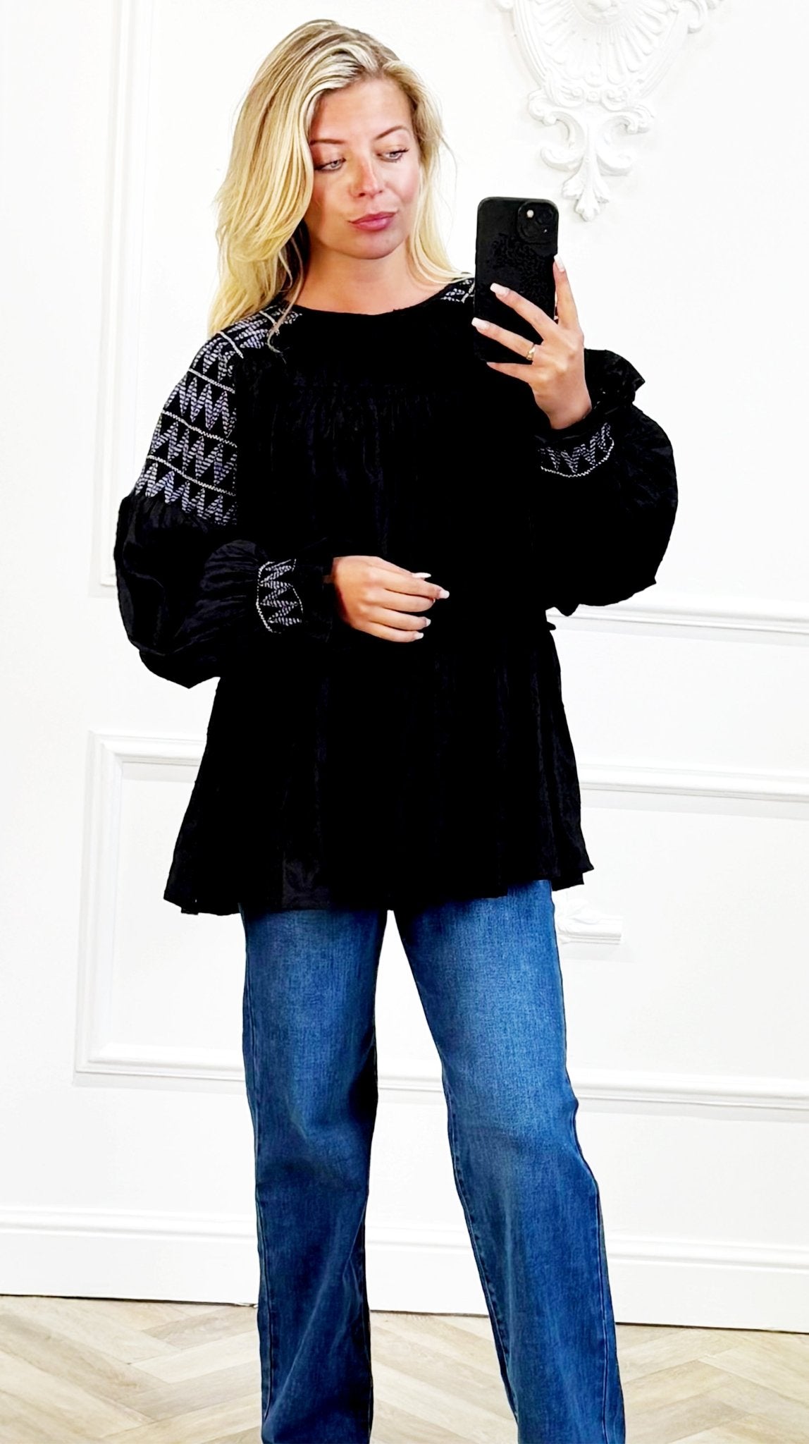 Zwarte katoenen top met strik - BlushFashionstore
