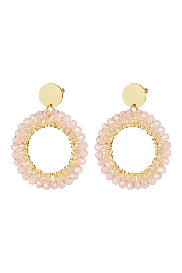 JEWEL || Earrings Double Beads Roze