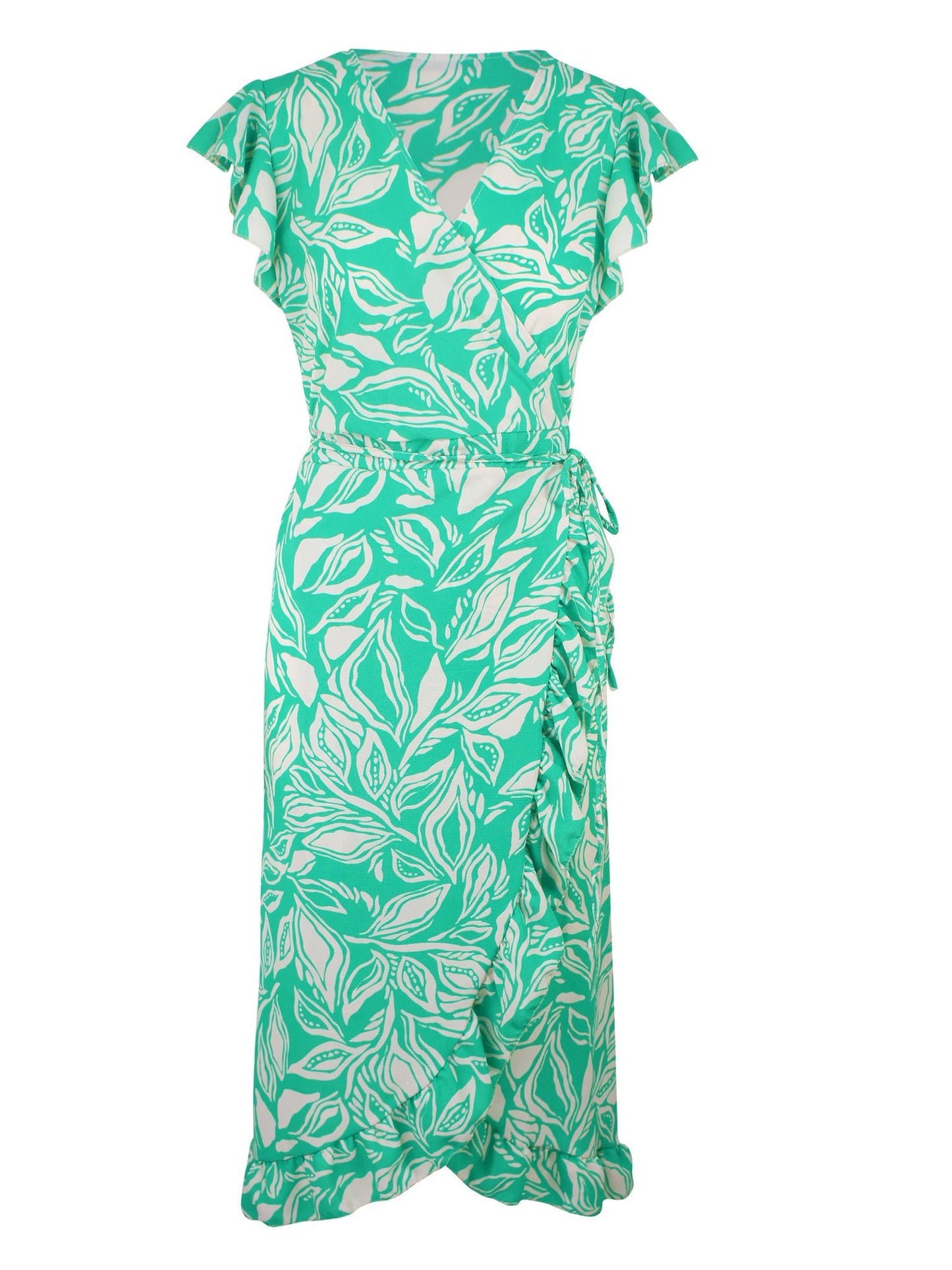 Bladeren Wikkel Jurk Groen - BlushFashionstore