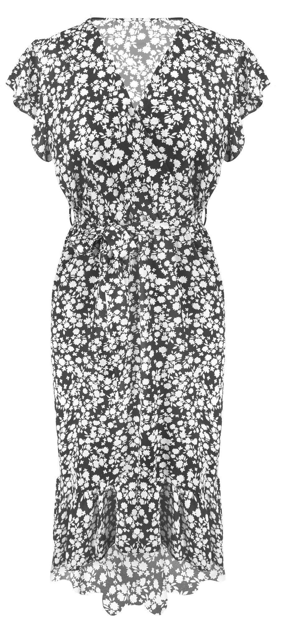Bloem Ruffel Dress Zwart - BlushFashionstore