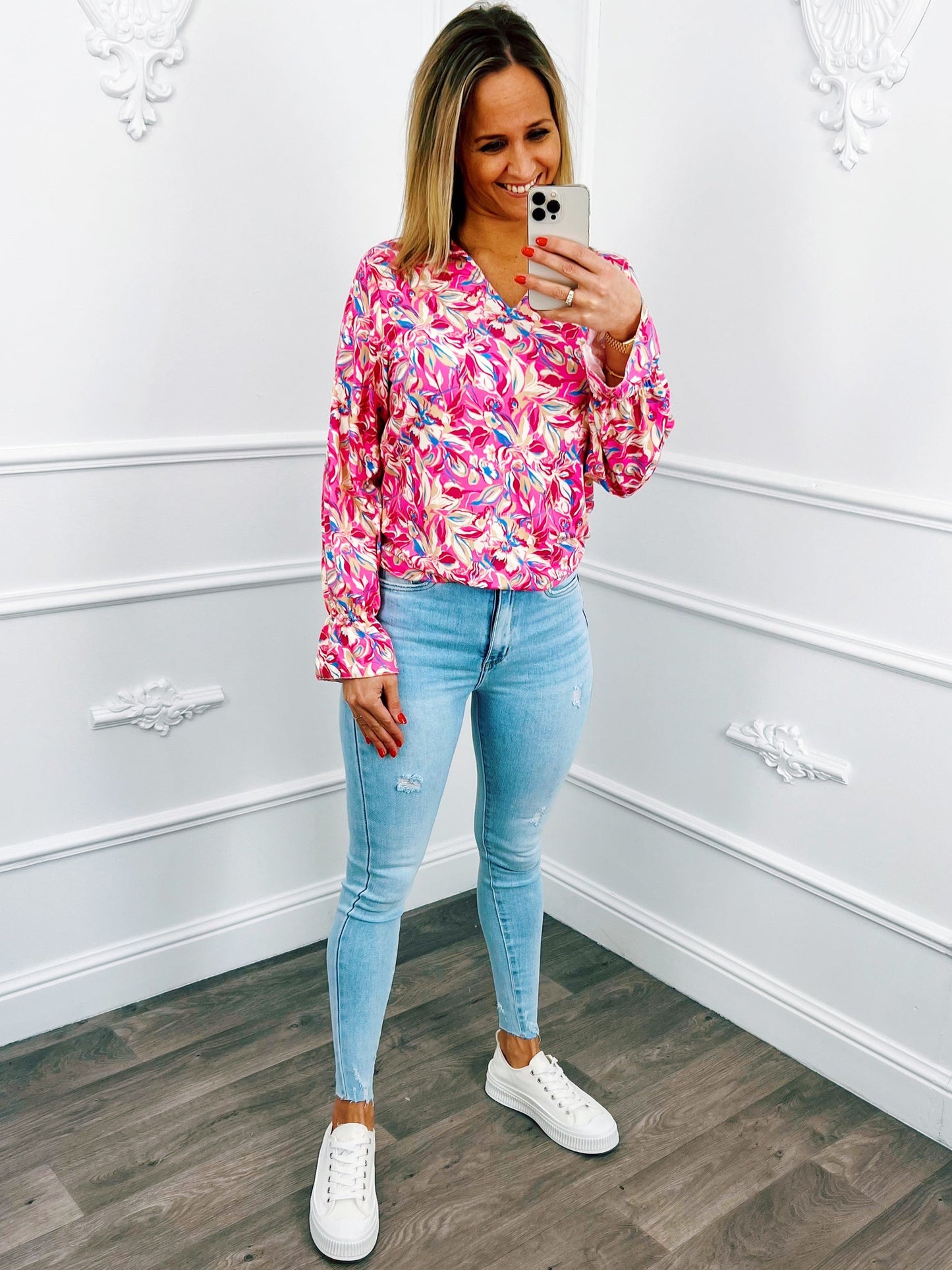 Flower Stretch Top Fuchsia - BlushFashionstore
