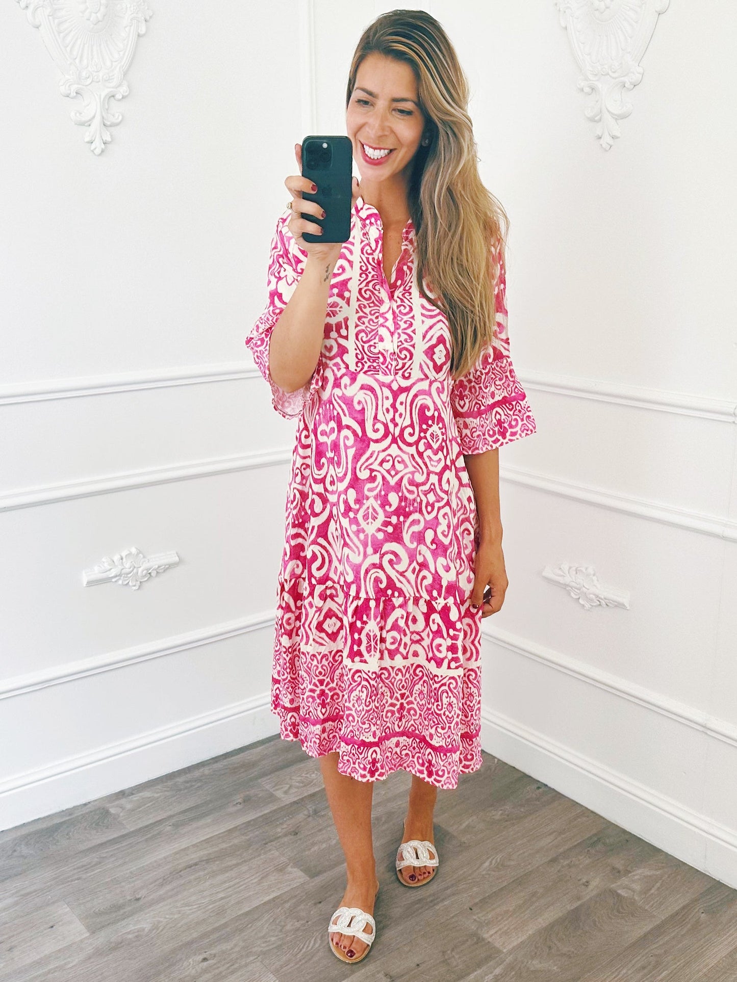 Jurk Barok Ruffel Fuchsia - BlushFashionstore
