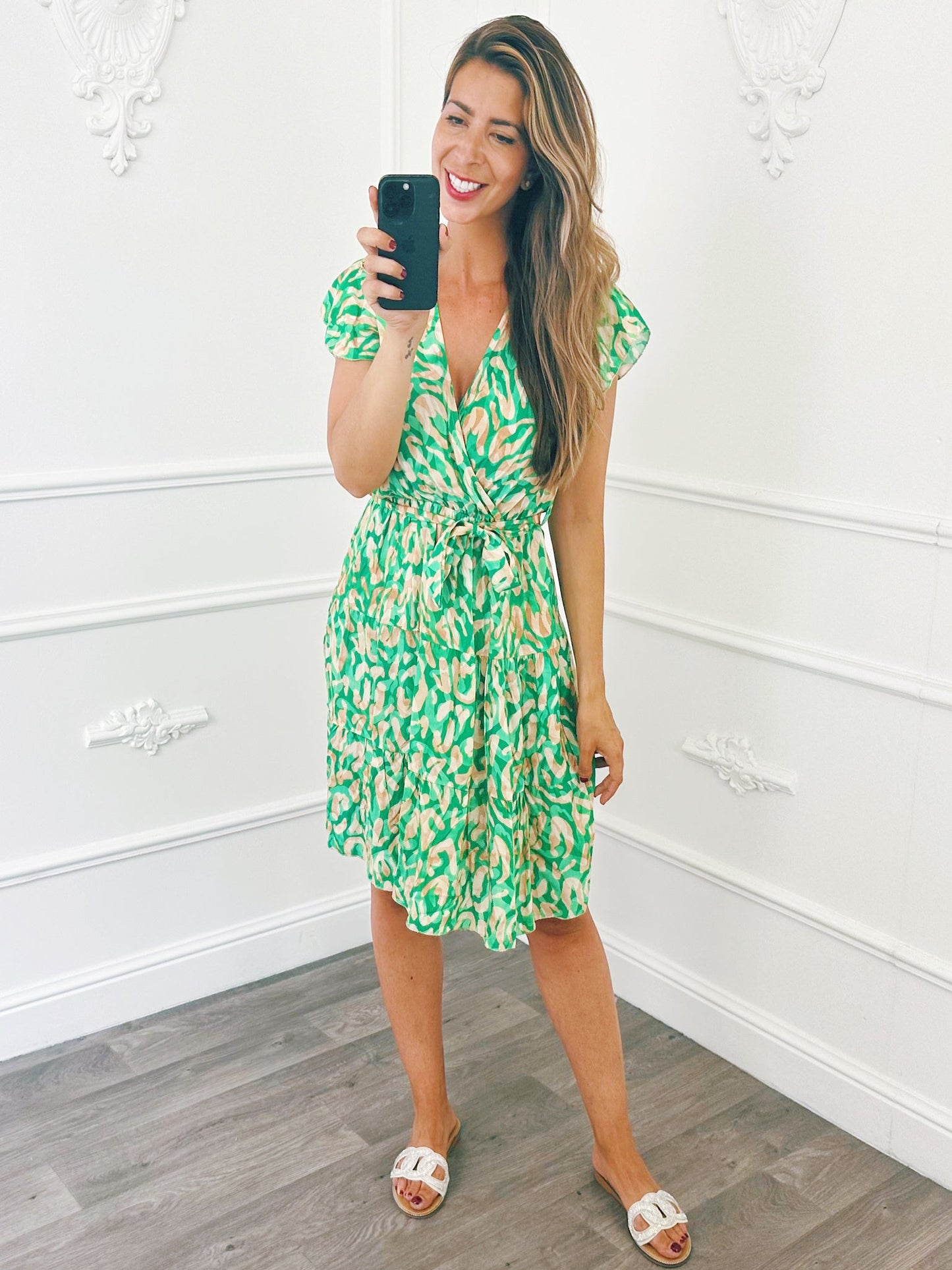 Jurk Layers Print Groen - BlushFashionstore