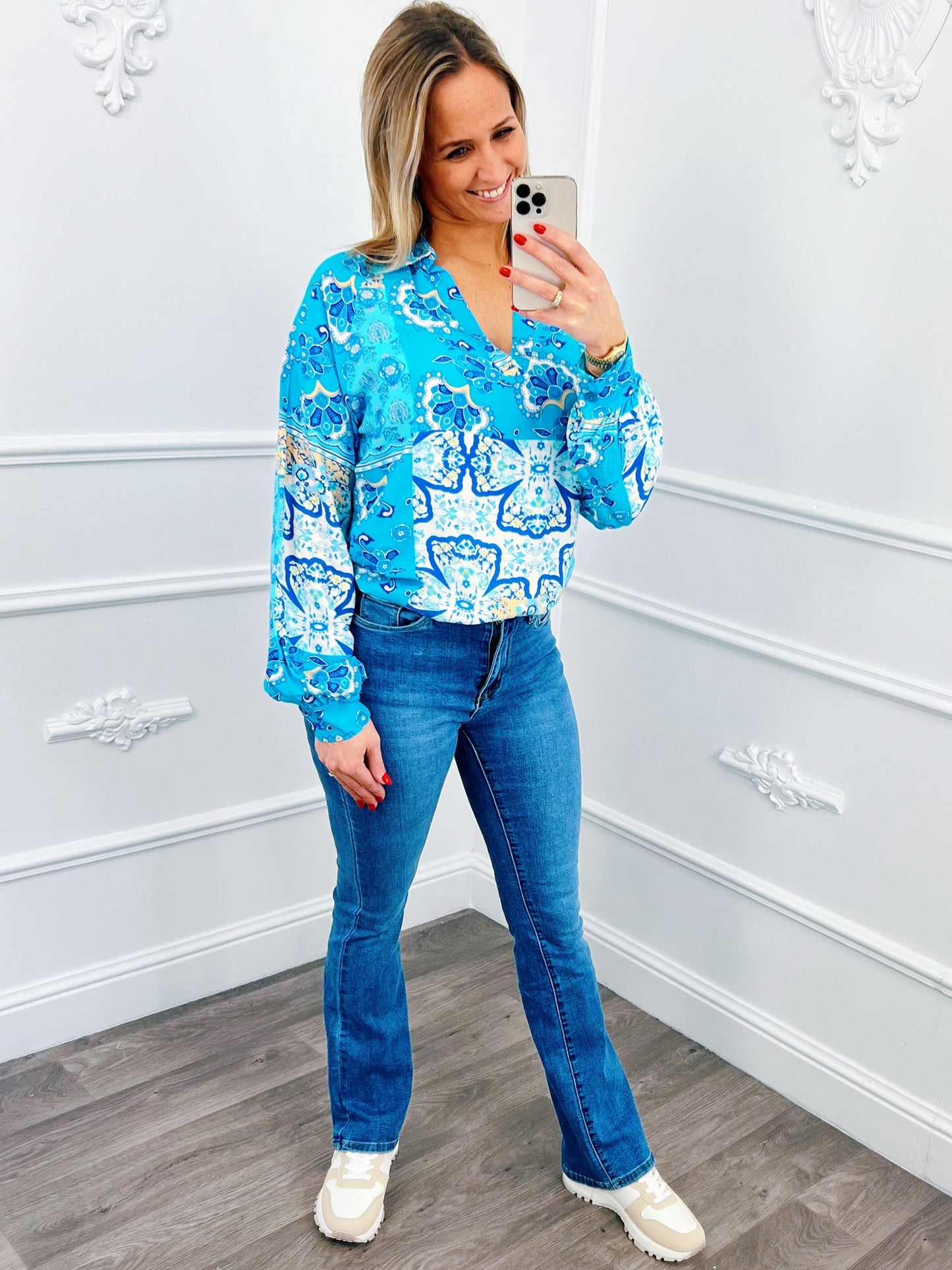 Paisley Blouse Top Blauw Sale - BlushFashionstore