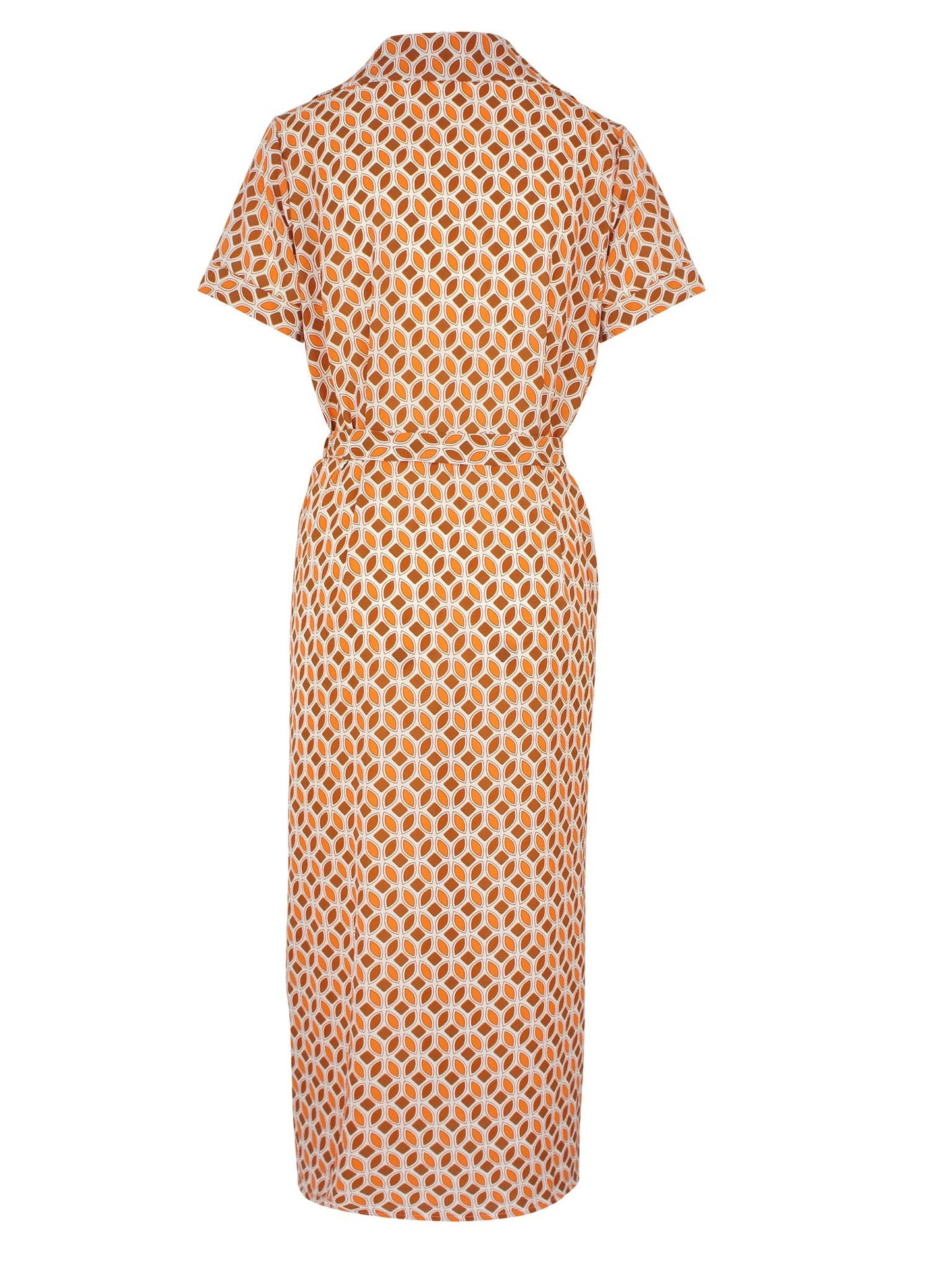 Print Blouse Dress Lang Oranje - BlushFashionstore