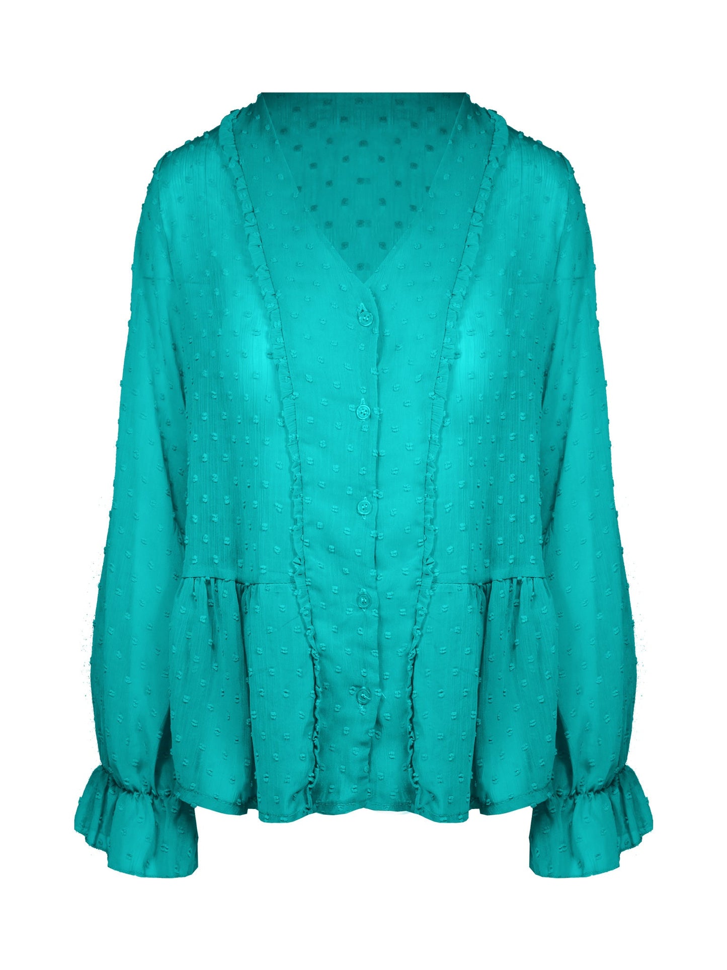 Ruffel Dots Blouse Mint Groen Sale - BlushFashionstore