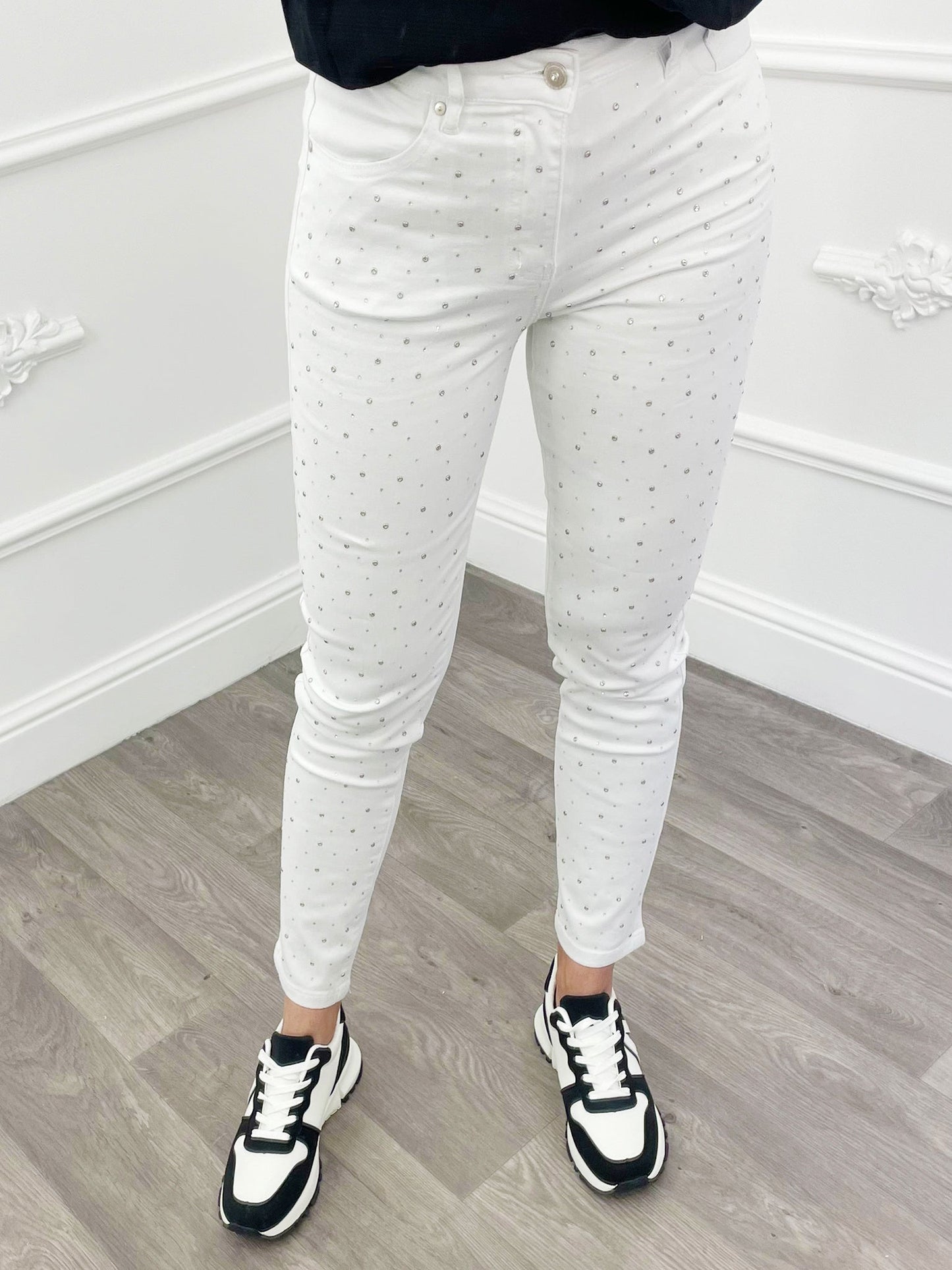 Stretch Jeans Strass Wit Sale - BlushFashionstore