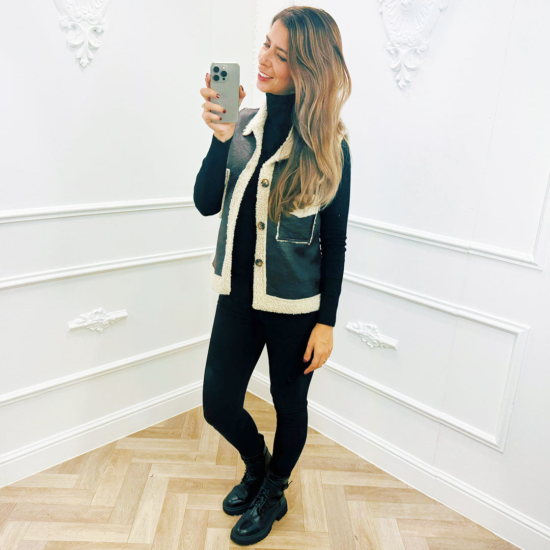 Faux Nubuck Gilet Bruin