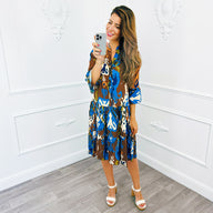 Print Ibiza Dress Cobalt