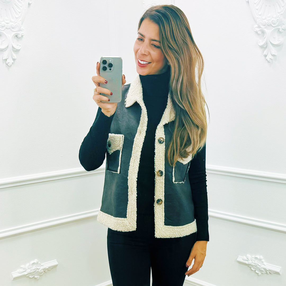 Faux Nubuck Gilet Bruin