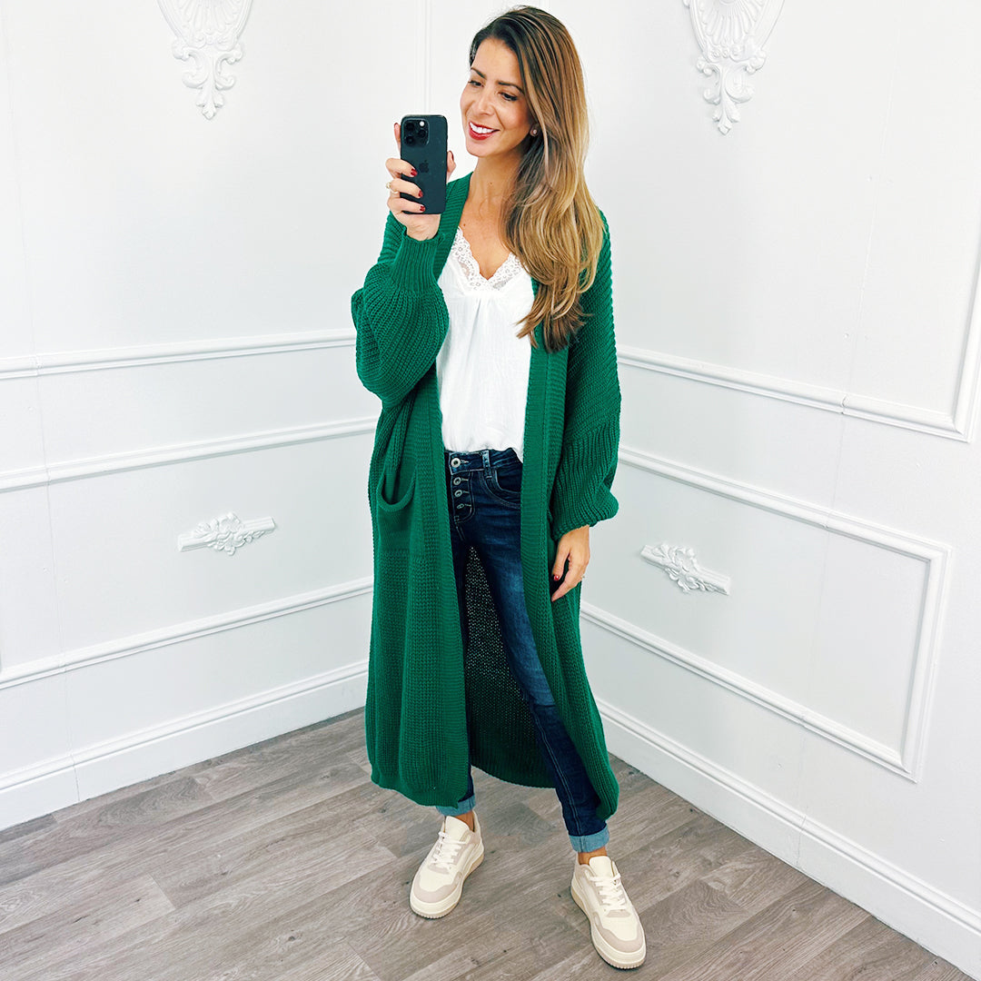 Knitted Maxi Cardigan Green