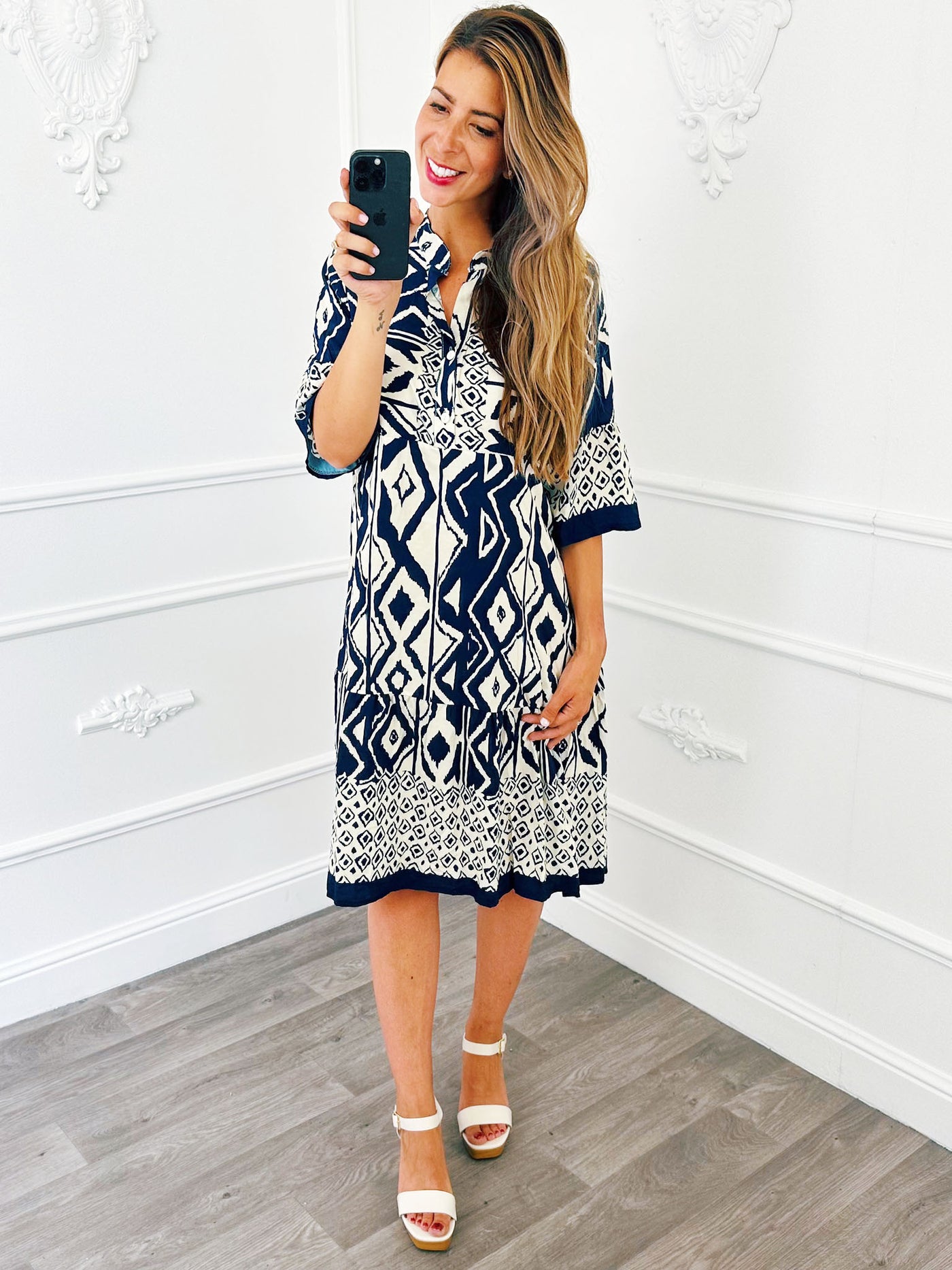 Jurk Ibiza Square Marine Blauw