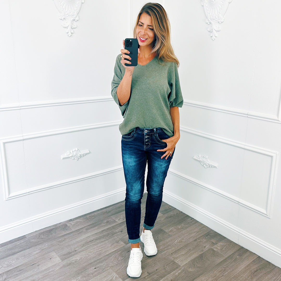 Vlindermouw Top Basic Army