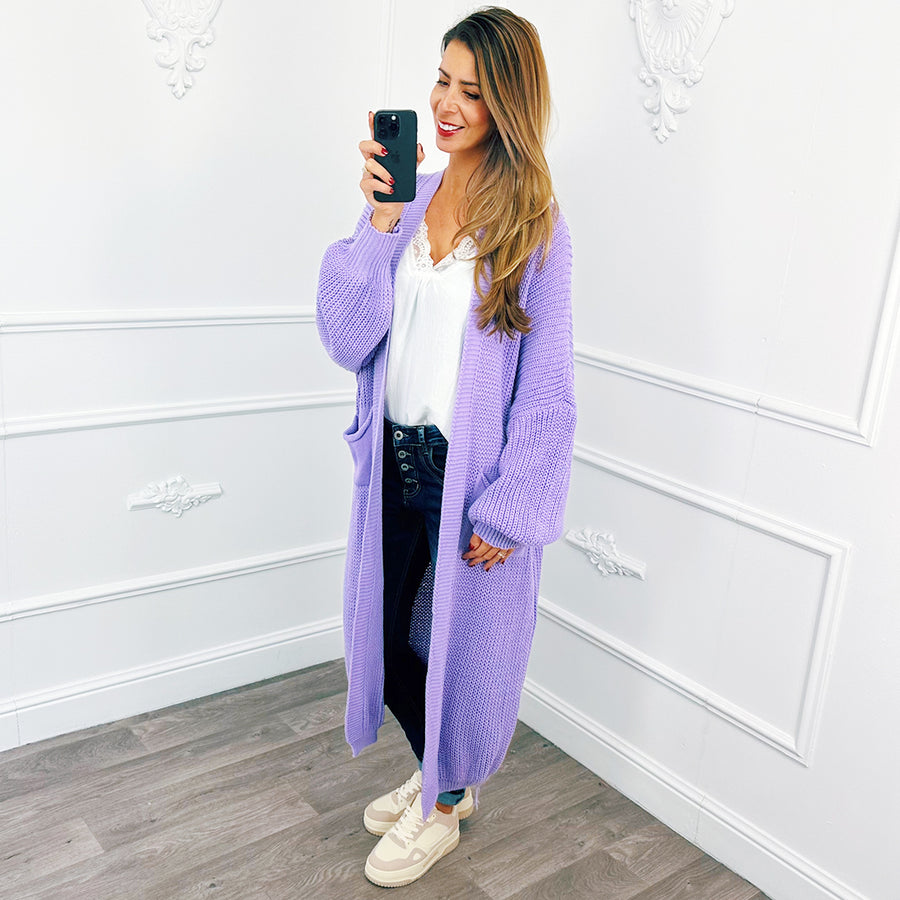 Knitted Maxi Cardigan Lilac