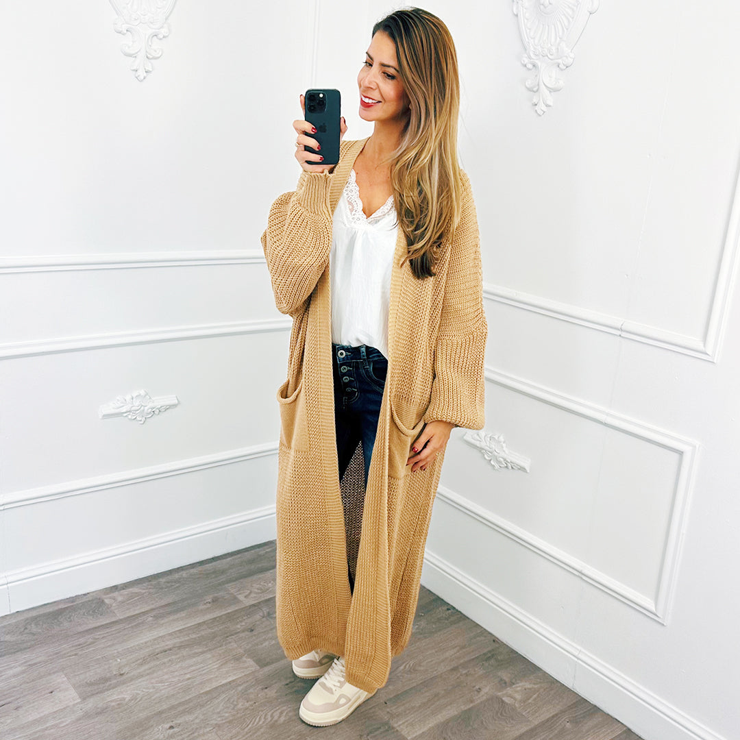 Knitted Maxi Cardigan Camel