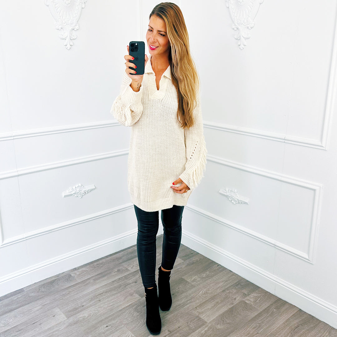 Tuniek Fringe Creme