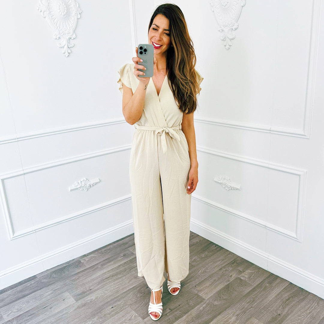 Ruffel Jumpsuit Beige