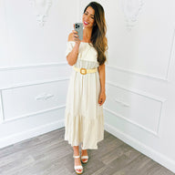 Jurk Off Shoulder Beige