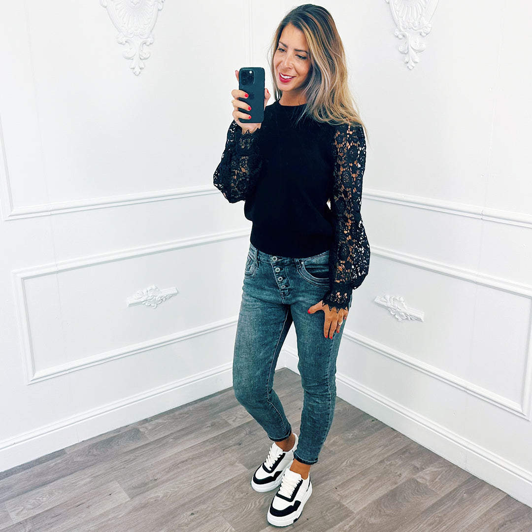 Top Crochet Zwart