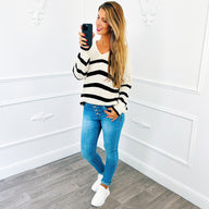 Trui Knit Streep Creme