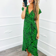 Wikkel Jurk Zebra Groen