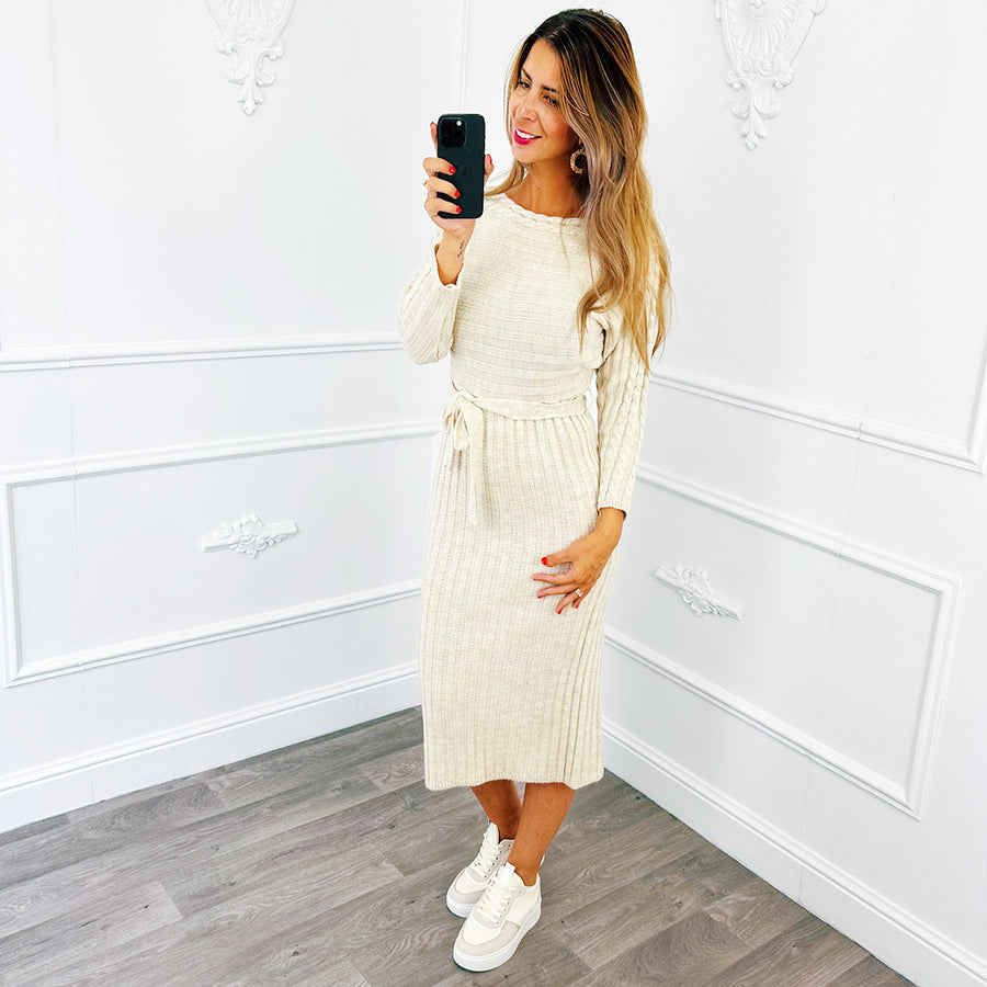 Midi Jurk Kabel Creme