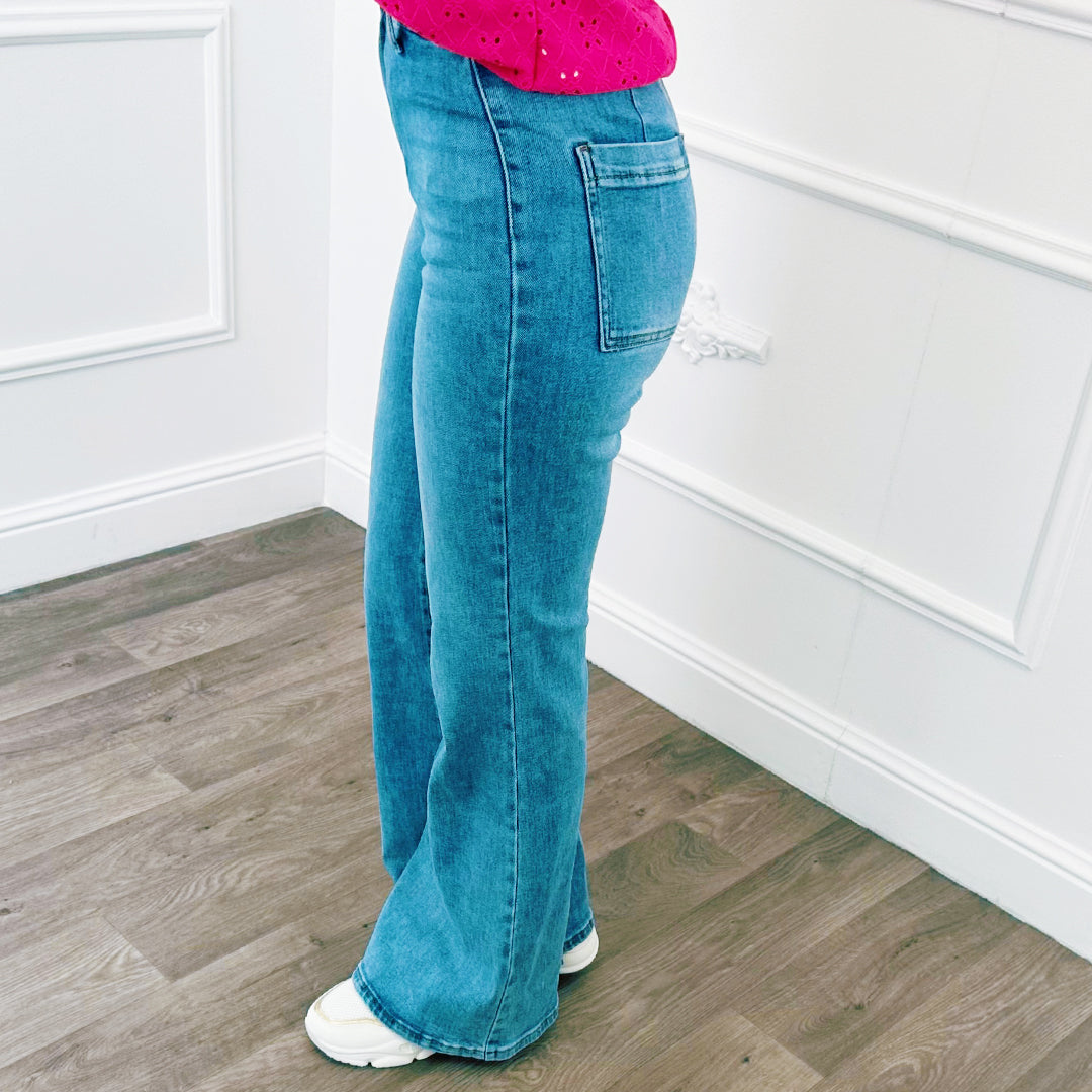 Jeans Wide Leg Lichtblauw Sale