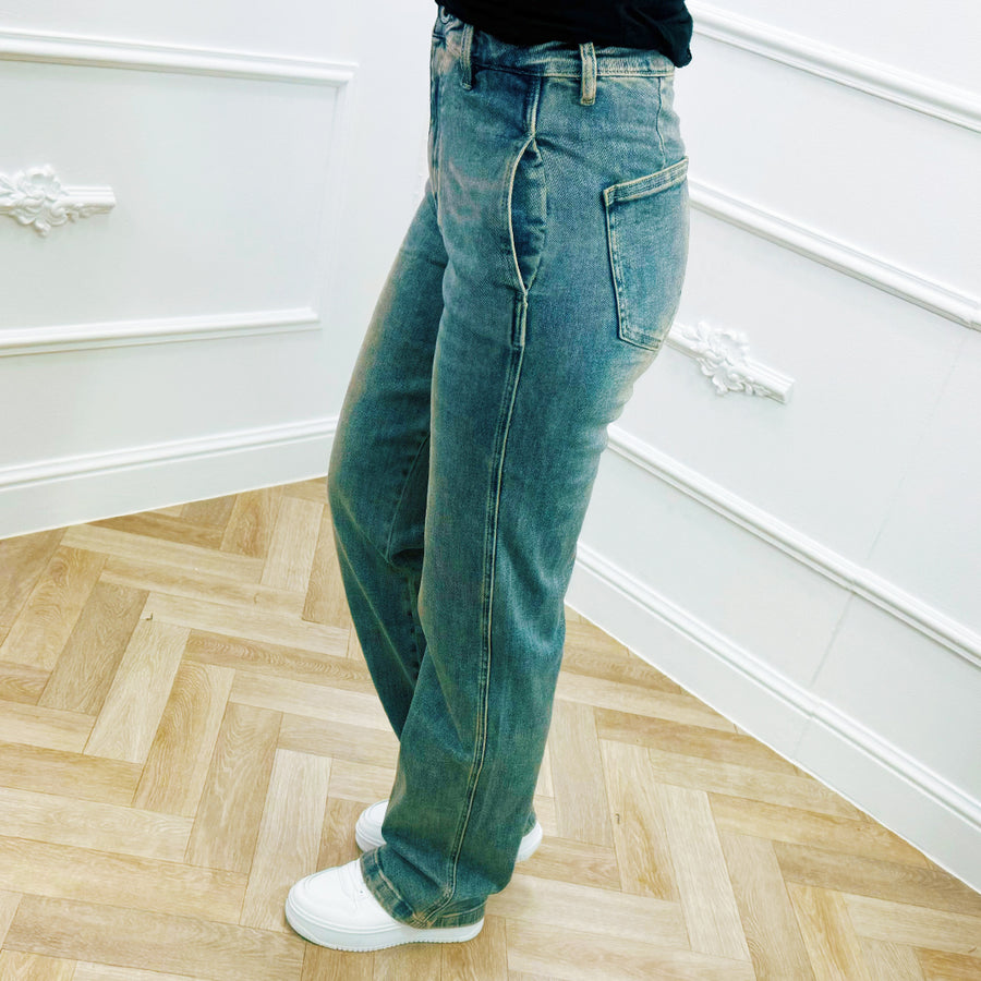 Jeans Wide Leg Vintage Blauw